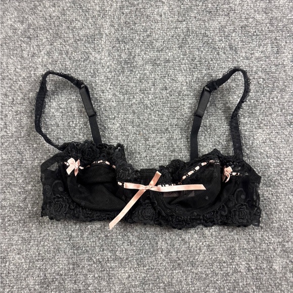 Jezebel Other - JEZEBEL Women’s Black Lace with Pink Ribbon Detail Sexy Bra size: 34C